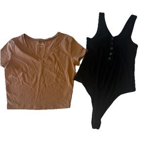 Wild Fable Women’s Shirt Bundle Size Medium Crop Top Ribbed Bodysuit
